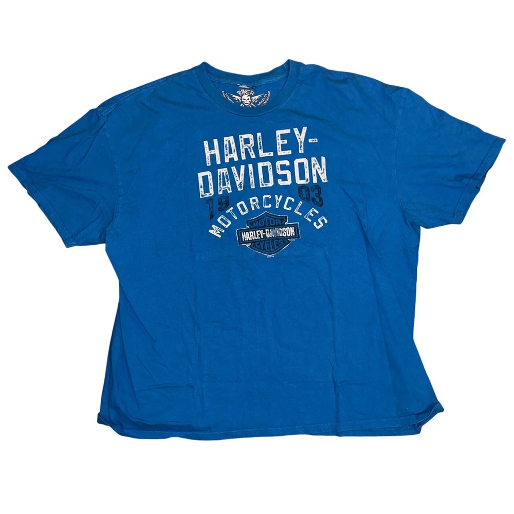 Harley Davidson Mason City Iowa Graphic T-Shirt Blue Mens XL 2016 1903 Logo